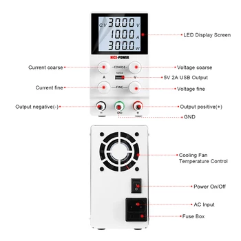 GRAŽUS GALIOS LCD tikslaus Reguliavimo Reguliuojamos DC Maitinimo 30 V, 10A Lab Perjungimo Reguliuojamas Maitinimo šaltiniai 4 Skaitmenų Ekranas