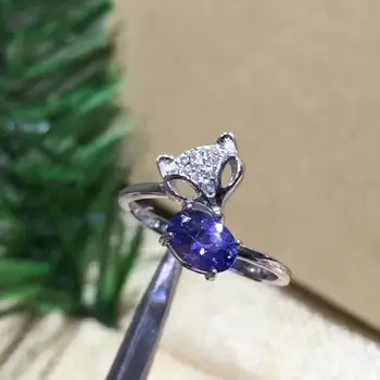 Grynas 925 Sterlingas Sidabro Mados Moterų Žiedas Ovalo Supjaustyti Gamtos Violetinė Tanzanite Žiedas Fine Jewelry