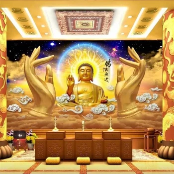 Individualizuotos fono paveikslėlį Budos Dharma Beribis Didelis Saulės Tathagata Auksinis Buda Vertus Stereo 3D HD TV Fono Sienos Šventyklų Freskos Обои
