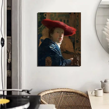 Johannes Mergina Su Red Hat Sienos Meno Tapybos Drobės Plakatus Spausdina Šiuolaikinės Tapybos Sienos Nuotraukas Kambarį Namų Dekoro