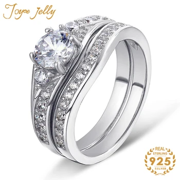 JoyceJelly Madinga Žiedų Rinkinys Moterims Vestuvių Papuošalai 925 Sidabro Spalvos Žiedas aplink Akmens Fine Jewelry Žiedą Sužadėtuvių Dovanas 2020 m.