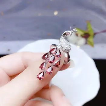 KJJEAXCMY boutique papuošalus 925 sterlingas sidabro inkrustacijos gamtinis magnio aliuminio granatas moterų žiedas paramos aptikti naujas žirnių