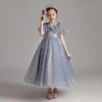 Korėjos Saldus, Elegantiškas, Aukštos kokybės Vaikų Mergaičių Fortepijonas Kostiumai Princesė Tinklelio Suknelė Vaikams Kūdikiams Vestuves Priimančiosios Purus Suknelė