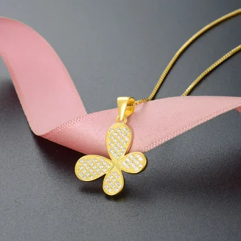 Korėjos temperamentas kūrybos cirkonis karoliai pakabukas S925 gryno sidabro rose gold drugelis priedai