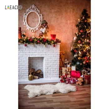 Laeacco Kalėdų Backdrops Nuotrauka Židinys Medžio Kūdikio Portretas, Foto rėmelis Derliaus Fotografija Tapetai fotografijos Studija