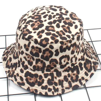 Leopard Grįžtamasis Moterų Kibiro Kepurę Hip-Hop Spausdinti Moterų Vasaros Skrybėlę Bžūp Lauko Žvejybos Lady Panama Atsitiktinis Moterų Bžūp Sunhat