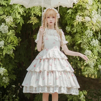 Lolita dress palace nėrinių bowknot Saldus princesė aukšto juosmens kawaii suknelė spausdinimo gothic lolita jsk rankovių viktorijos suknelė