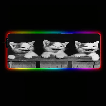 Mairuige Mielas Balta Katė RGB Žaidimų Pelės Mygtukai Gamer Kompiuteris, LED Apšvietimas, USB Didelis Kilimėlis Spalvingas, neslidžia Stalas Pelės Kilimėlis
