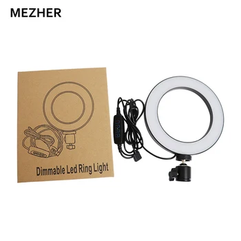 Mezher LED selfie žiedas lempos studija 3200K-5500K Foto Galerija Dimeris Vaizdo išmanųjį Telefoną su Mobiliojo Trikojo Mobiliojo Telefono Laikiklis