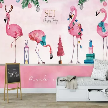 Milofi užsakymą didelių 3D tapetai, freskos Šiaurės pink flamingo kambarį miegamojo sienos apdaila, tapetai, freskos