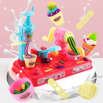 Molio rinkinys pelėsių vaikus mergina žaislai 3D ledų, makaronų mašina gumos molio žaidimas namai 