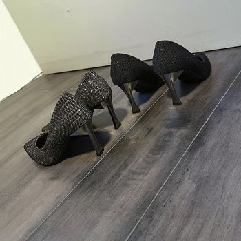 Moterų Aukštakulniai Zapatos De Mujer Moterų Batų Mados Blizgančiais Prabangūs Batai Moterų Dizainerio Batus juodos spalvos aukštakulnius moterų batai
