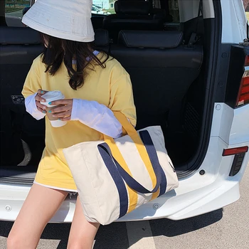 Moterų Drobės Audinys Didelių Pajėgumų Rankinę Moteris Studentų korėjiečių Gatvės Stiliaus Atsitiktinis Laisvalaikio Pirkinių Shopper Top-rankena Nešti Maišą