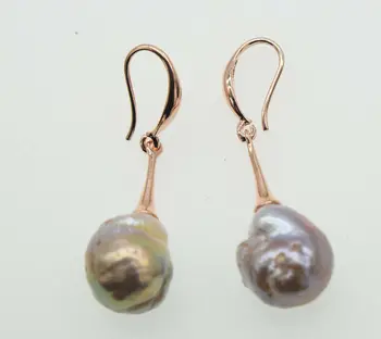 Natūralūs gėlavandenių perlų baroko 11-13mm atgimsta keshi kablys auskarai balta/rožinė/violetinė