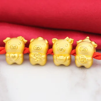 Naujas Atvykimo 24K Geltonojo Aukso Pakabukas Moterų 999, Auksas 3D Kiaulių Pakabukas
