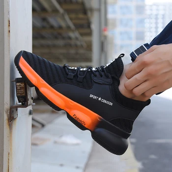 Nauji vyriški darbo saugos batai 2020 Plieno toe cap anti-smashing Punkcija Įrodymas, lauko darbo batai kvėpuojantis sportiniai bateliai