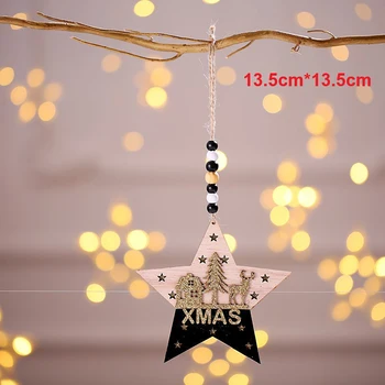 Naujųjų Metų Kalėdų Ornamentu Mediniai Kabinti Pakabučiai Žvaigždė Kalėdų Medžio Bell Kalėdų Dekoracijas Namams Šalis