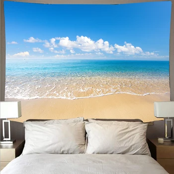 Pajūrio paplūdimio kraštovaizdžio gobelenas poliesterio sienų dangos meno gobelenas hipių sienos kabo paplūdimio rankšluostį miegamojo puošmena