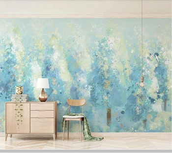 Papel de parede Aliejaus tapybai šviežių mėtų žalia abstrakčios miško medžių 3d tapetai,svetainė, tv miegamojo sienos dokumentų namų dekoro