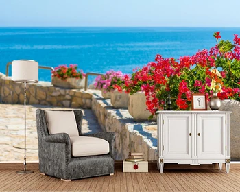 Papel de parede jūros gėlės vasaros kraštovaizdžio 3d tapetai,svetainė, tv sofa-lova, miegamojo sienos dokumentų namų dekoro restoranas freskos
