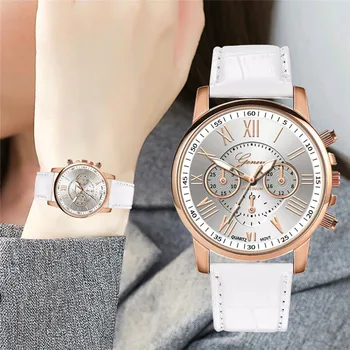 Ponios žiūrėti Naujas 2021 Mados Moterų Odos Juosta laikrodžiai Kvarcinis Analoginis Riešo Žiūrėti zegarek damski reloj mujer bayan kol saati
