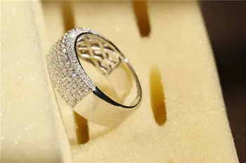 Prabangus visiškai AAA cirkonis žiedai moterims, papuošalai žada vestuvių pareiškimą didmeninės bižuterijos dovana