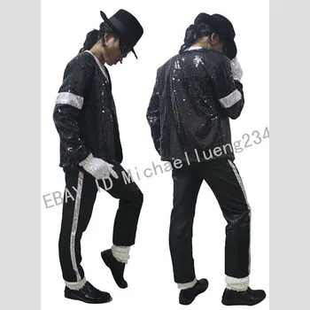 Punk Helovinas Kostiumas Kalėdų MJ Michael Jackson Klasikinis Billie Jean kelionių Juoda China Striukė Viršutiniai drabužiai Dovanų Kolekcija