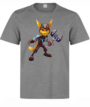 Ratchet Ir Clank Žaidimas Pobūdžio Reketas, vyrai (moteris yra), pilka t shirtCartoon marškinėliai vyrams Unisex Naujas Mados marškinėlius
