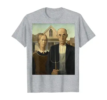 ROCKSTAR Meno Kolekcija - Dotacijos - American Gothic - Ūkininkai T-Shirt