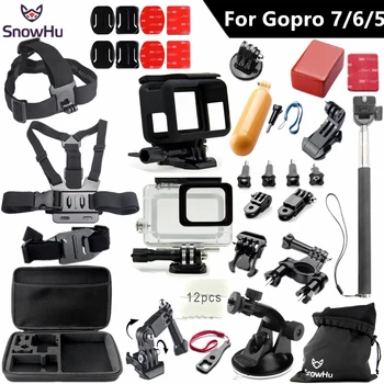 SnowHu už Gopro Priedai nustatyti Krūtinės diržas stovas +Konversijos bazės GoPro hero 7 6 5 apsaugos atveju sporto fotoaparato GS49
