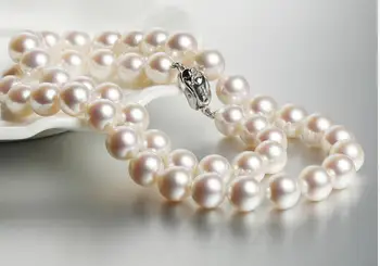 Spalvingas 10-11mm pietų jūros apvalios baltos perlų vėrinį 18inch 925s KKK