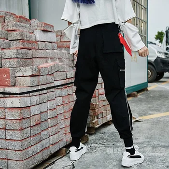 Streetwear Juoda Aukšto Juosmens Krovinių Kelnės Moterų Plius Dydis Poilsiu Prarasti Juokinga Punk Kelnės Laisvalaikio Kelnės Korėjos Kelnes Harajuku