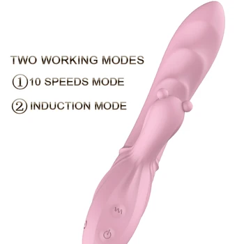 Suaugusiųjų Sekso Žaislas Moterims Silikono Rabbit Vibratorius 10 Greičių Vibruojantis DIldo Sekso Mašina Šildymo Varpos Įkrovimo Massager