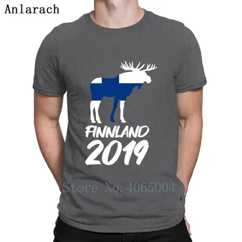 Suomija 2019 Wanderurlaub Elch Marškinėliai Medvilnės Homme Fitneso O Kaklo Vasaros Patogiai Spausdinti Cool Marškinėliai