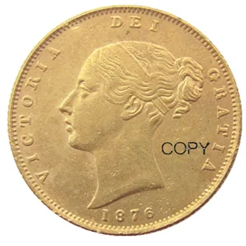 UK 1876-29 Karalienės Viktorijos Jaunų Vadovas Aukso Moneta Labai Retai Pusė Valstybės Mirti Kopijuoti Monetas