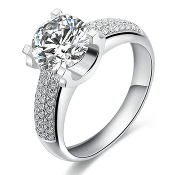 Visiškai Nauja 1 Karatas 18K White Gold Moissanite Deimantų Žiedas Prabanga Širdies Moteris Vestuvės Vestuvinis Jubiliejų Žiedas 1 Ct 6.5 mm