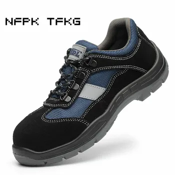 Vyrų mados komforto didelio dydžio plieno toe dangtelį darbo saugos batus, minkštos odos sportbačiai anti-pierce saugumo batai apsaugoti