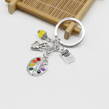 1 dažymo įrankių paletė ir cigarečių rašiklio laikiklis pakabukas su karoliukai, Tibeto papuošalai amuletas key chain menininkas 