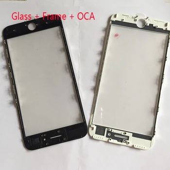 10vnt/daug Išorinis Stiklas su Viduryje Kadro Bezel + OCA kartu iPhone 7 7G 7 + 8 8 plus Priekinis Stiklinis Lęšis su karkasu