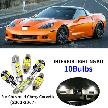 10x Canbus Klaidų, LED Interjero Šviesos Rinkinys Paketą, 2003-2007 m. Chevrolet Chevy Corvette priedai Žemėlapis Dome Kamieno Licencijos