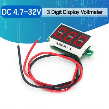 12V Automobilio Voltmeter 0.36 colių LED Digital Voltmeter Įtampos Matuoklis Reguliuojamas Volt Detektorius Testeris Stebėti DC 4.7-32V 2 Švino Vielos