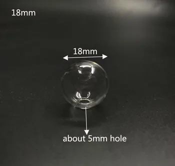 18mm, skaidraus stiklo pasaulyje burbulas, norinčių butelis 5mm skylę kamuolys Stiklo buteliukas pakabukas 