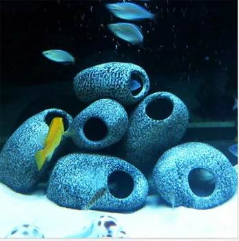 1pcs Juokinga Keramikos Rock Cave Akmens Apdaila Žuvų Bakas Benefical Reikmenys Cichlids Egzistavimą akvariumas