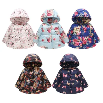 2-5years žiemos striukė mergaitėms Mielas hoodie su Mygtuką striukės mergaitėms mados outwear vaikų drabužių medvilnės vaikai paltai