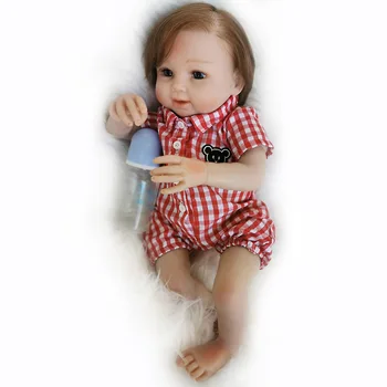 20 Colių 50cm Minkšto Silikono Atgimsta Mergina Lėlės Įsišaknijusi plaukų Graži Mergina Baby Doll Mažylis Mielas Gimtadienio Dovana