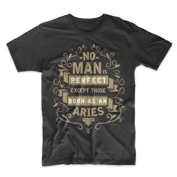 2019 Karšto pardavimo Mados Nė vienas Žmogus Nėra Tobulas Avinas Zodiako Ženklas Gimtadienio vyriški T-Shirt marškinėliai
