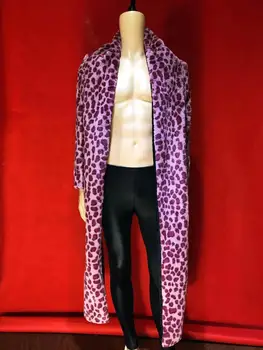 2019 Violetinė Leopardų Kailio ilgomis Rankovėmis Striukė Vyrams Šokių DS Baras Vyrų Dainininkas Prom Žiemos Unikalus Kostiumas Apranga