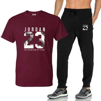 2020 Karšto Pardavimo Vasaros Medvilnės Marškinėliai+Kelnės Nustatyti Atsitiktinis 23 Markės Fitneso Jogger Kelnės Marškinėliai Hip-Hop Mados vyriški Kostiumai