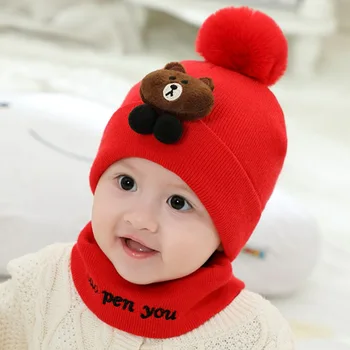 2020 Nauja Vaikiška Skrybėlę Žiemos Skrybėlę, Šaliką Nustatyti Kūdikių Mergaitės Berniukai Žiemą Šilta Megzta Vilnos Hemming Skrybėlę Beanie Kepurė Šalikas Išlaikyti Šiltas Rinkinys