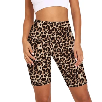 2021 Moterų Šortai Vasarą Leopard/Serpentine Spausdinti Karšto Pardavimo Kelnės Mados Aukštos Elastinga Juosmens Slim Fit Sporto Dviratininkas Streetwear